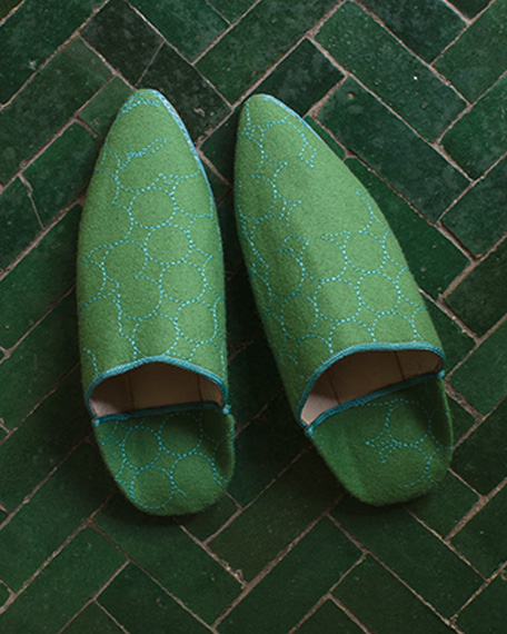 Vintage Moroccan Ware Babouches Babouches_Layers_Vineyard_Small_Jade_Turquoise